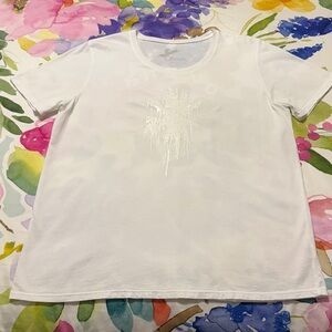 Women's White Ohana Shop Kauai Hawaii 100% Cotton Palm Tree Graphic Tee ~ M/L